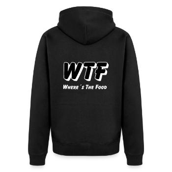 WTF - Where is the Food - Unisex Premium Bio Zip Hoodie - Schwarz - Hinten - Nico (187cm)