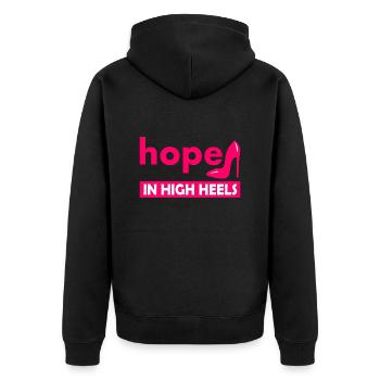 hope in high heels - Unisex Premium Organic Zip Hoodie - black - Back - Nico (187cm)