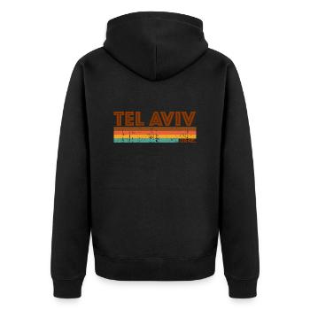 Vintage 1980s Style Tel Aviv Israel - Veste à capuche bio Premium Unisexe - noir - Dos - Nico (187cm)