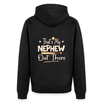 Das ist mein Neffe da draußen Baseball-Liebhaber - Unisex Premium Bio Zip Hoodie - Schwarz - Hinten - Nico (187cm)