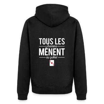 Tous les chemins mènent au poker cartes humour - Veste à capuche bio Premium Unisexe - noir - Dos - Nico (187cm)