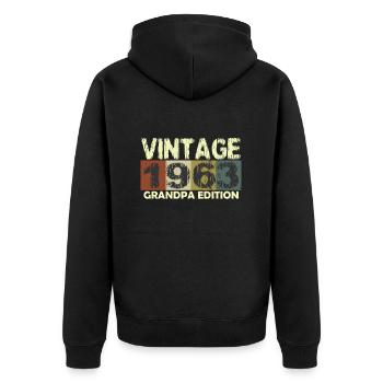 Vintage Birthday rétro sunset design - Veste à capuche bio Premium Unisexe - noir - Dos - Nico (187cm)