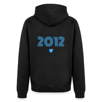 Born in 2012 boy - Unisex Premium Organic Zip Hoodie - black - Back - Nico (187cm)