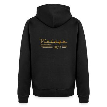 50th Birthday vintage retro Born in 1973 Birthday - Unisex Premium Organic Zip Hoodie - black - Back - Nico (187cm)
