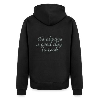 it s always a good day to cook Design für Kochfans - Unisex Premium Bio Zip Hoodie - Schwarz - Hinten - Nico (187cm)