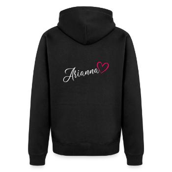 Arianna Name Vorname Herz Pink - Unisex Premium Bio Zip Hoodie - Schwarz - Hinten - Nico (187cm)
