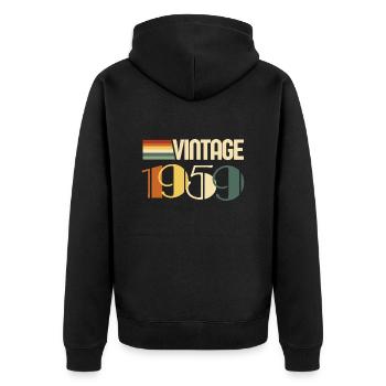 Jahrgang 1959 - 1959 Jubiläumsgeschenk - Unisex Premium Bio Zip Hoodie - Schwarz - Hinten - Nico (187cm)