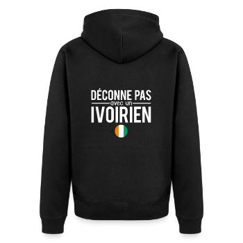Déconne pas avec un ivoirien côte d'ivoire humour - Veste à capuche bio Premium Unisexe - noir - Dos - Nico (187cm)