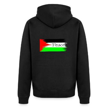 Palestine Peace - Unisex Premium Bio Zip Hoodie - Schwarz - Hinten - Nico (187cm)