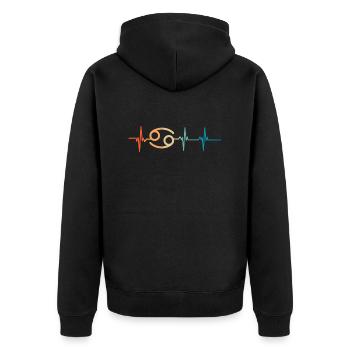 Cancer Heartbeat Star Sign - Unisex Premium Organic Zip Hoodie - black - Back - Nico (187cm)