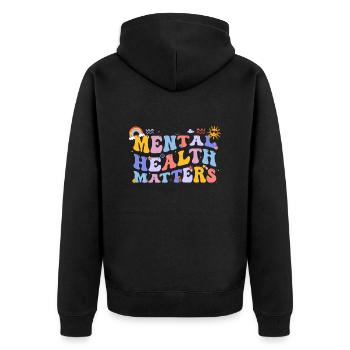 Sensibilisation à la santé mentale Vintage Groovy Mental - Veste à capuche bio Premium Unisexe - noir - Dos - Nico (187cm)