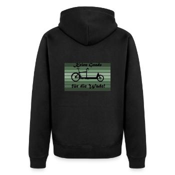 Keine Gnade für die Wade, Lastenfahrrad - Unisex Premium Bio Zip Hoodie - Schwarz - Hinten - Nico (187cm)