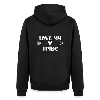 Funny Love My Tribe - Unisex Premium Bio Zip Hoodie - Schwarz - Hinten - Nico (187cm)