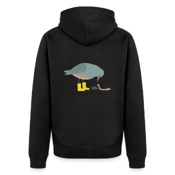 Pigeon with worm - Unisex Premium Organic Zip Hoodie - black - Back - Nico (187cm)