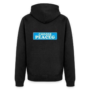 Choisissez la paix - Wähle den Frieden - Veste à capuche bio Premium Unisexe - noir - Dos - Nico (187cm)