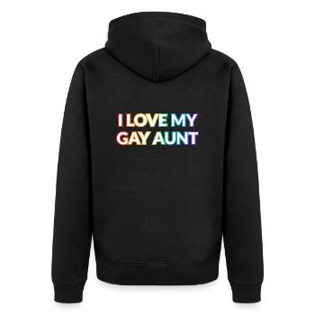 Ich liebe meine schwule Tante - Unisex Premium Bio Zip Hoodie - Schwarz - Hinten - Nico (187cm)