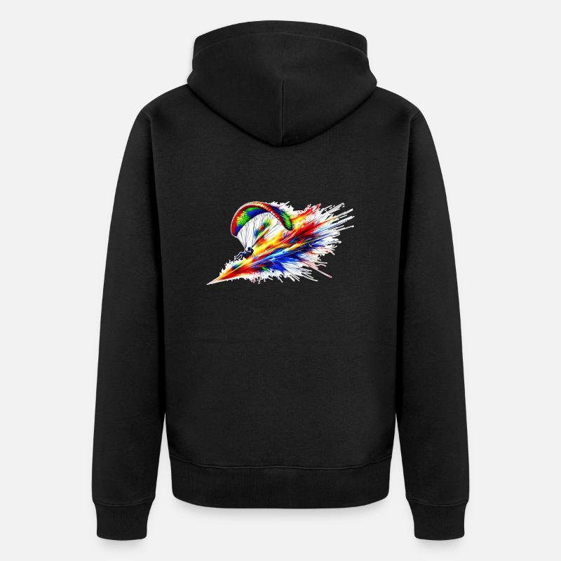 Paragleiter - Farbsplash - Unisex Premium Bio Zip Hoodie - Schwarz