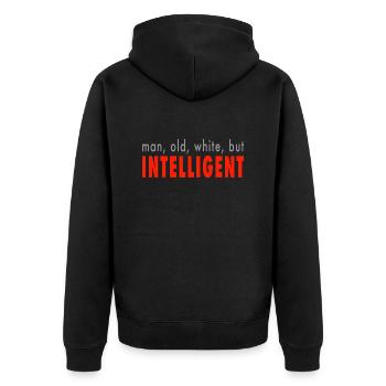 but intelligent - Unisex Premium Organic Zip Hoodie - black - Back - Nico (187cm)