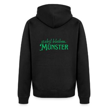 Münster remain stable - Unisex Premium Organic Zip Hoodie - black - Back - Nico (187cm)