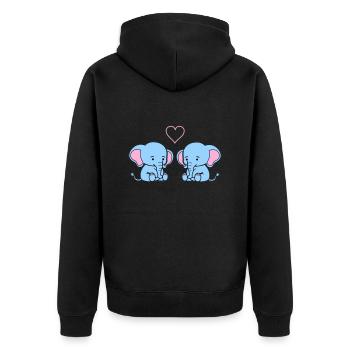 elephant love - Unisex Premium Bio Zip Hoodie - Schwarz - Hinten - Nico (187cm)