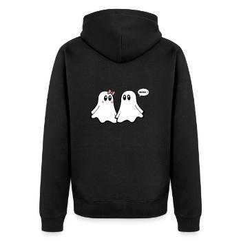 Ghost T-Shirt - Lustige Paare 04 - Unisex Premium Bio Zip Hoodie - Schwarz - Hinten - Nico (187cm)