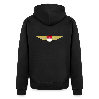 Singapur Fan Outfit Design T Shirt - Unisex Premium Bio Zip Hoodie - Schwarz - Hinten - Nico (187cm)