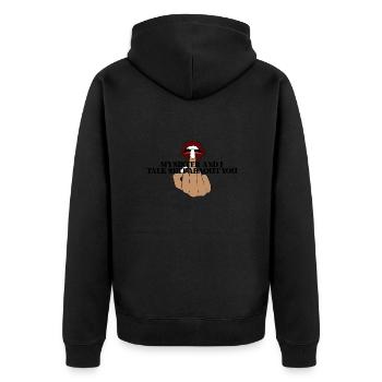 Mittelfinger - Unisex Premium Bio Zip Hoodie - Schwarz - Hinten - Nico (187cm)