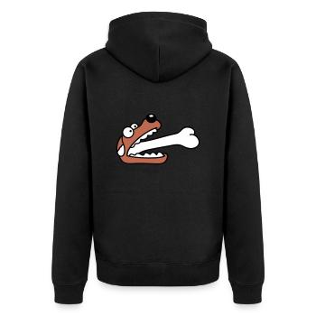 Hund Gierig Hungrig Großer Knochen Verschluckt - Unisex Premium Bio Zip Hoodie - Schwarz - Hinten - Nico (187cm)