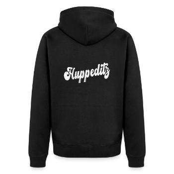 Westerwald Spruch Geschenk - Hui Wäller - Unisex Premium Bio Zip Hoodie - Schwarz - Hinten - Nico (187cm)