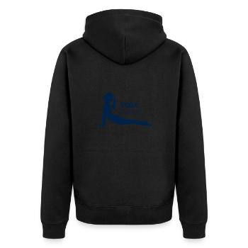 Yoga - for body and soul - Unisex Premium Bio Zip Hoodie - Schwarz - Hinten - Nico (187cm)