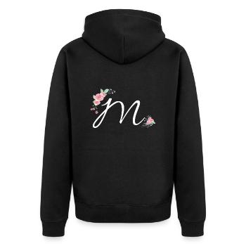 Lettre m fleurs - Veste à capuche bio Premium Unisexe - noir - Dos - Nico (187cm)