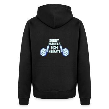 JGA_thumbs_ich heirate - Unisex Premium Bio Zip Hoodie - Schwarz - Hinten - Nico (187cm)