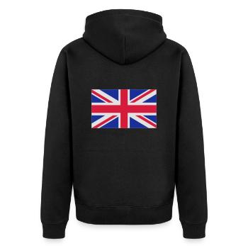 United Kingdom Flag (Union Jack) - Unisex Premium Organic Zip Hoodie - black - Back - Nico (187cm)