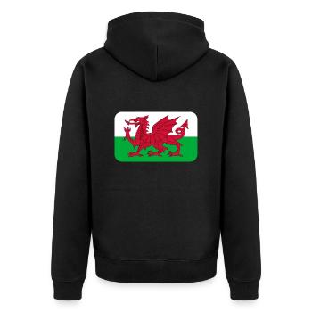 WALES FLAG round corner 400 dpi - Unisex Premium Bio Zip Hoodie - Schwarz - Hinten - Nico (187cm)