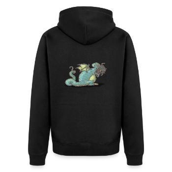 Cthulhu-Cartoon - Unisex Premium Bio Zip Hoodie - Schwarz - Hinten - Nico (187cm)