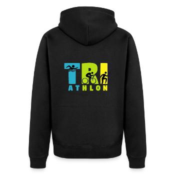 triathlon - Unisex Premium Bio Zip Hoodie - Schwarz - Hinten - Nico (187cm)