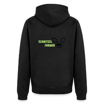 Landwirtschaft Schnitzel Farmer Bauer - Unisex Premium Bio Zip Hoodie - Schwarz - Hinten - Nico (187cm)