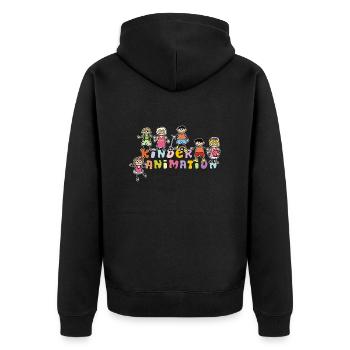 Vom Grafik Designer--- Kinderanimation - Unisex Premium Bio Zip Hoodie - Schwarz - Hinten - Nico (187cm)