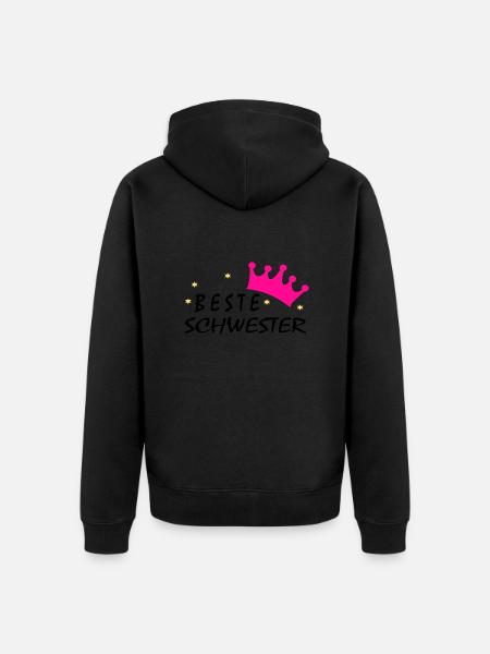 beste schwester - Unisex Premium Bio Zip Hoodie - Schwarz