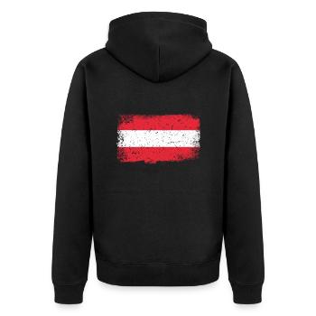 Austria Flag - Unisex Premium Organic Zip Hoodie - black - Back - Nico (187cm)