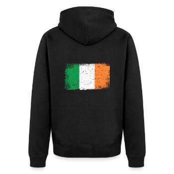 Irland Flagge - Unisex Premium Bio Zip Hoodie - Schwarz - Hinten - Nico (187cm)