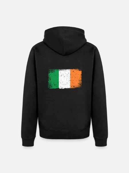 Ireland Flag - Unisex Premium Organic Zip Hoodie - black