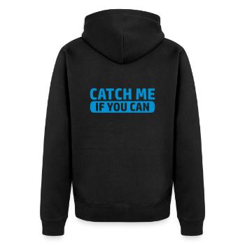 Logo Catch Spiel - Unisex Premium Bio Zip Hoodie - Schwarz - Hinten - Nico (187cm)
