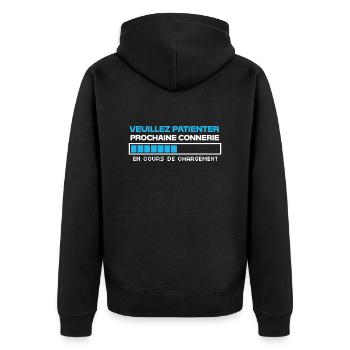 Connerie chargement cadeau humour - Veste à capuche bio Premium Unisexe - noir - Dos - Nico (187cm)