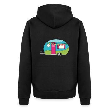 Wohnwagen Camping Lustiges - Unisex Premium Bio Zip Hoodie - Schwarz - Hinten - Nico (187cm)