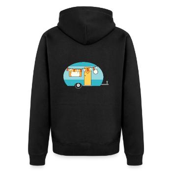 Wohnwagen Camping Lustiges - Unisex Premium Bio Zip Hoodie - Schwarz - Hinten - Nico (187cm)