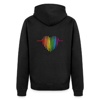 Lovely LGBT Gay Pride Heartbeat Lesbian Gays Love - Unisex Premium Bio Zip Hoodie - Schwarz - Hinten - Nico (187cm)
