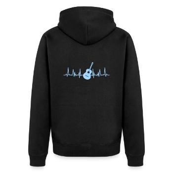 Gitarre Herzschlag Hobby Musik Band - Unisex Premium Bio Zip Hoodie - Schwarz - Hinten - Nico (187cm)