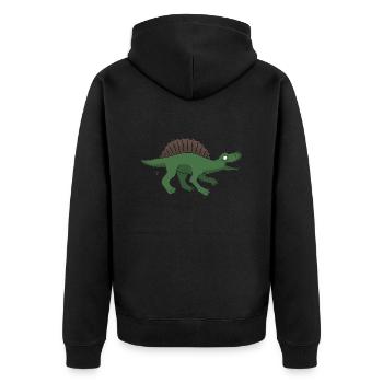 Dino 32 - Unisex Premium Bio Zip Hoodie - Schwarz - Hinten - Nico (187cm)
