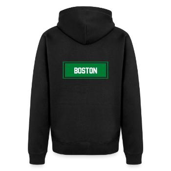 Boston Stadt - Unisex Premium Bio Zip Hoodie - Schwarz - Hinten - Nico (187cm)